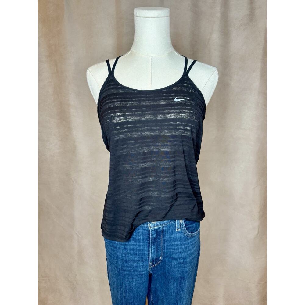 Nike Dri-FIT Strappy Sheer Workout Tank Black Size S Athleisure Gym